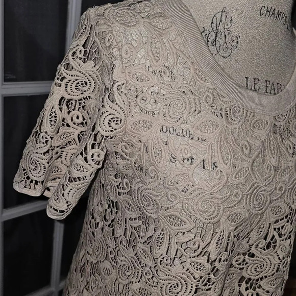 Wilfred Aritzia Womens Tan Embroidered Crochet‎ Top Small - Picture 3 of 5
